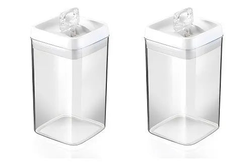 2 Potes Mantimentos Acrílico Quadrado 2,3 L Sal Açucar