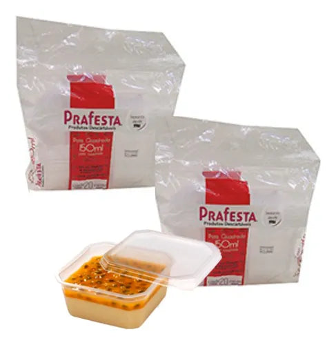 Pote Descartável 150ml Quadrado Com Tampa C/ 40 Unidades Cor Tranparente