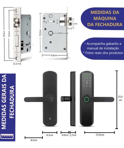 Fechadura Eletronica Digital Com Biometria App A5 Tuya Wi-fi
