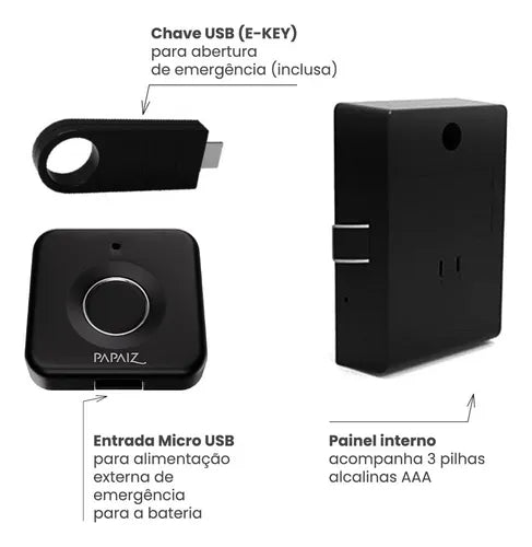 Fechadura Eletrônica Biométrica P/ Móveis Puxador Ppz-1005