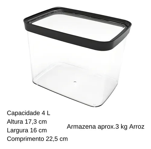 Pote Hermético 4 Litros De Arroz E Ração Cor Branco