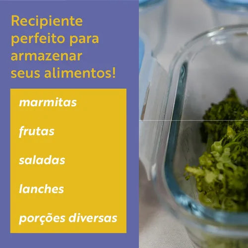 Kit 8 Pote Vidro Hermético Marmita 640ml Tampa Com 4 Trava