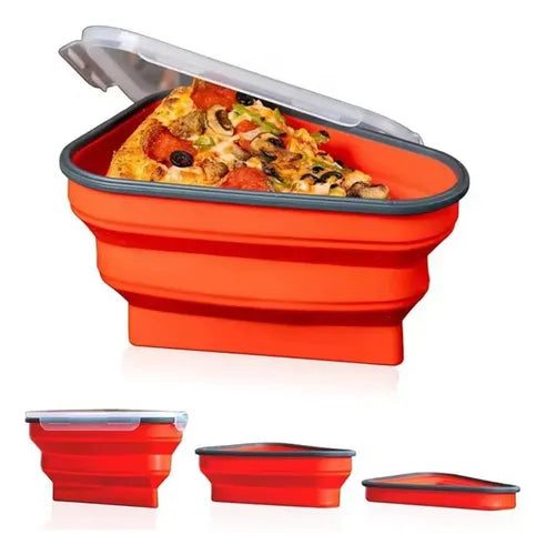 Pote Porta Pizza Em Silicone Retrátil Com Divisória 5 Fatias