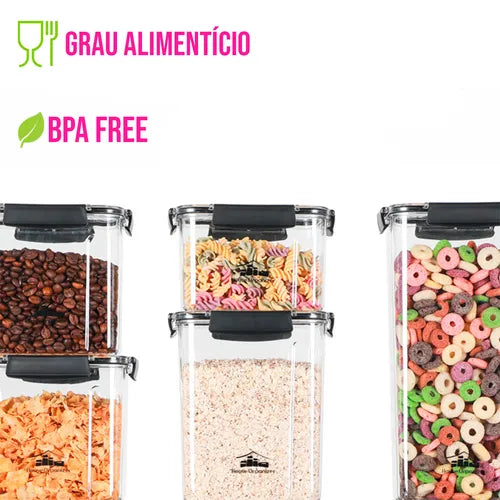 8 Porta Mantimentos Com Travas, Potes Hermeticos Para Alimentos House Organizer