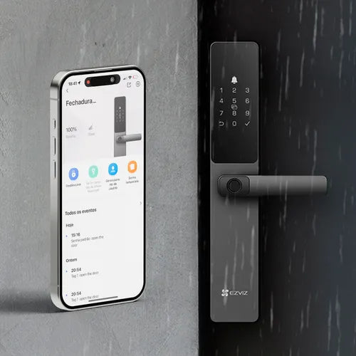 Fechadura Digital Inteligente Ezviz Cartão Senha Dl05 Wifi Cor Cinza