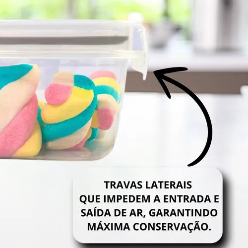 Pote C/ Escorredor Hermético Retangular C/ Travas 1,8 Litros