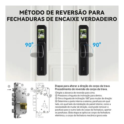 Fechadura Digital Reconhecimento Facial 3d C/ Câmera E App