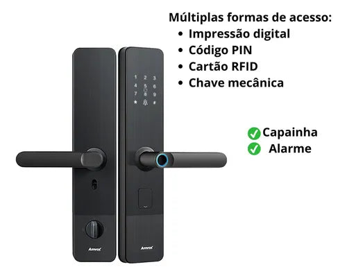 Fechadura Eletrônica Digital com Biometria Cartão e Senha Amvox Afc 1000