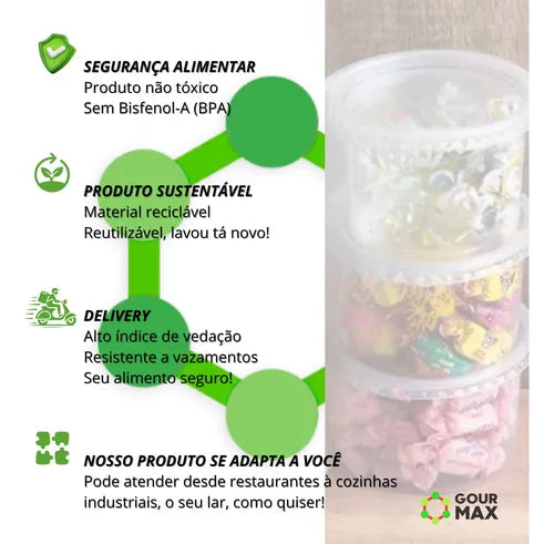 Potes Descartáveis Redondo 24un 1l 1000ml Freezer Microondas