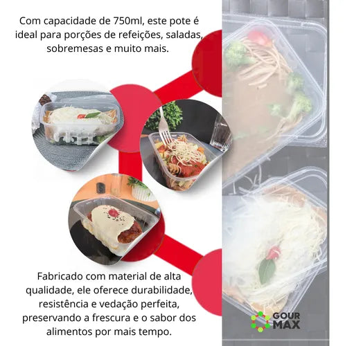 Marmitas Descartaveis Com Tampa Freezer 1l 24un Pote Fitness