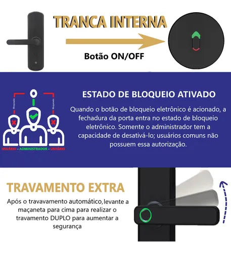 Fechadura Eletronica Digital Com Biometria App A5 Tuya Wi-fi