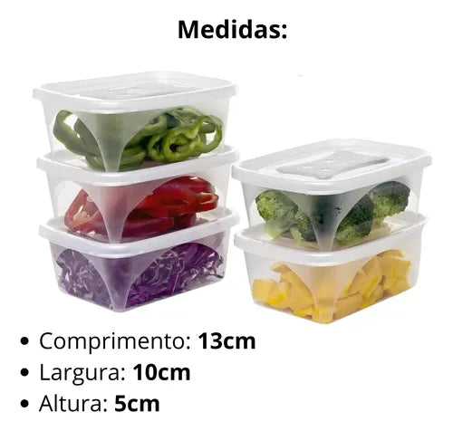 Kit 6 Potinhos Comida 420ml Geladeira Pote Marmita Livre Bpa