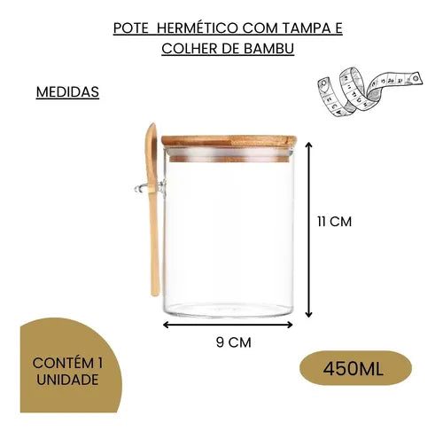 Conjunto C/ 2 Potes Transparentes Açucareiro E Café Bambu
