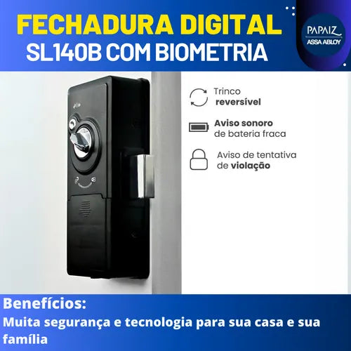 Fechadura Eletronica Papaiz Sobrepor Sl140b Senha Biometria