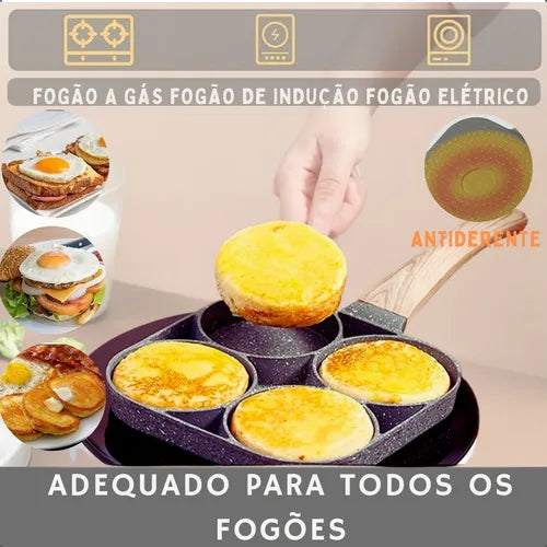 Frigideira Multiuso Antiaderente 4 Bocas Fritar Ovo Lanche Cor Preto