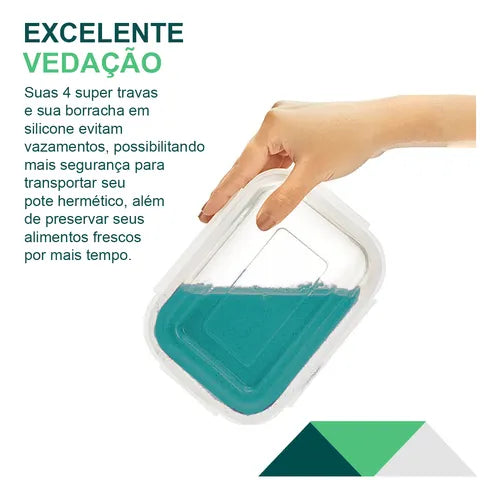 Kit 4 Pote De Vidro Tampa Hermética 4 Travas Vedação 800ml