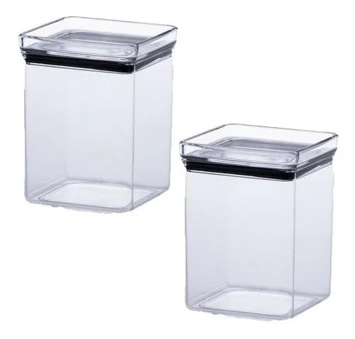 Jogo 2 Potes Herméticos Lumini Quadrado 1000ml - Paramount