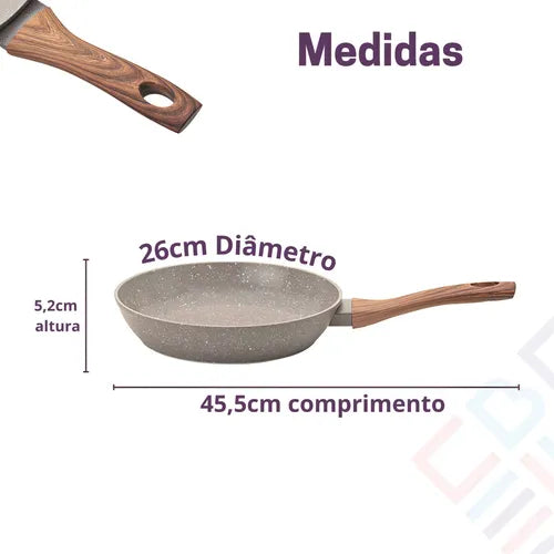 Frigideira Grande Antiaderente Ceramica 26cm Fogao Inducao Cor Grafito