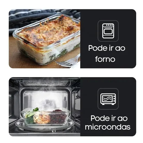 Kit 2 Pote Hermético Grande Vidro Marmita 1480ml