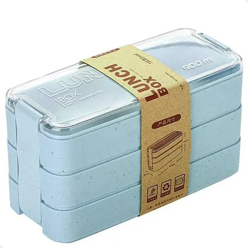 Marmita Fitness Lunch Box 900ml 3 Divisórias Cor Azul