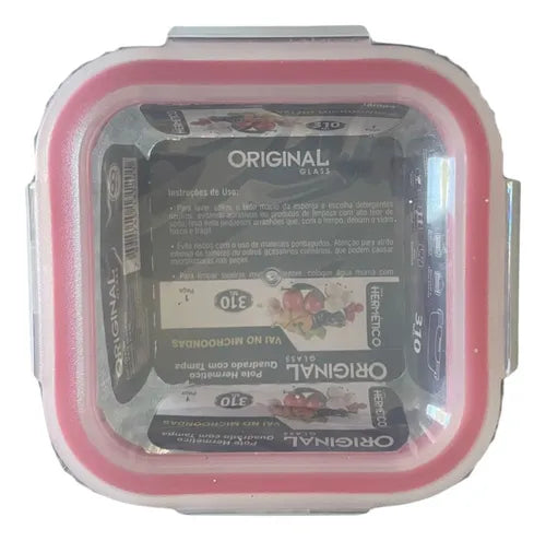 Pote Hermético Click Vidro Quadrado Com Tampa 310ml