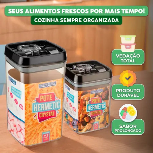 2 Potes Herméticos Organizar Alimentos Cozinha Grandes Luxo