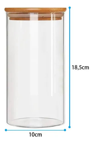 Kit 3 Potes De Vidro Com Tampa De Bambu 1300ml Mantimentos