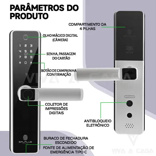 Fechadura Digital Eletronica C/ Câmera Senha Biométrica Wifi