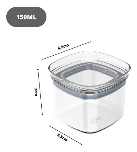Conjunto 6 Potes Herméticos Block Mini Temperos Especiarias Cor Transparente