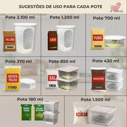 Kit Potes Alimentos Mantimentos Jogo Conjunto Plastico 11 Un