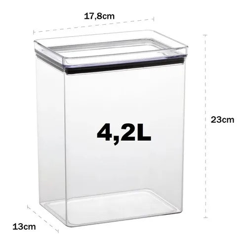 Kit 02 Potes Herméticos 4,2l Empilháveis Para Arroz / Feijão