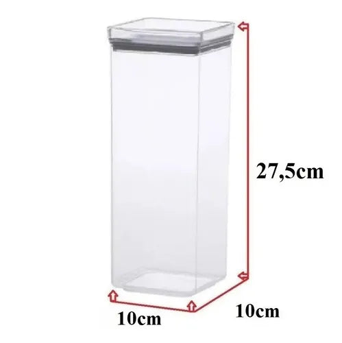 Kit 2 Potes Hermético Porta Mantimento Quadrado 2200ml Tampa