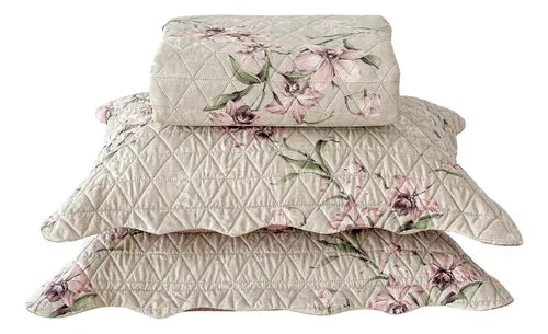 Kit Colcha King Bouti Cobre Leito Estampado 3 Peças Arabesco