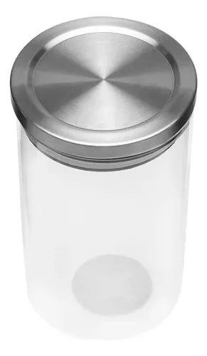 Pote Vidro Hermético 1l Redondo Tampa Inox Kit 3 Un