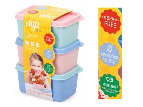 Conjunto 6 Potes Herméticos Kids 250ml Bpa Free - Promoção