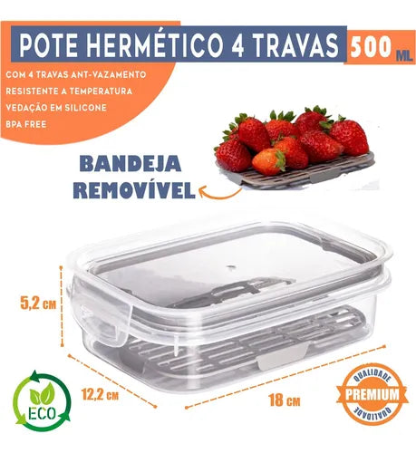 Kit 2 Potes Porta Frios Queijo Presunto Hermético Empilhavel