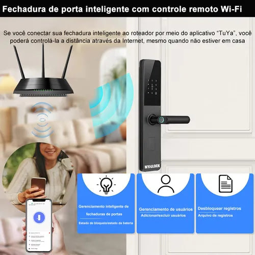Fechadura Eletronica Digital Biometria Senha Wifi+bluetooth
