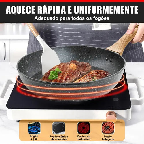 Frigideira  Antiaderente Fogão Cooktop Indução/gás 3 Peças