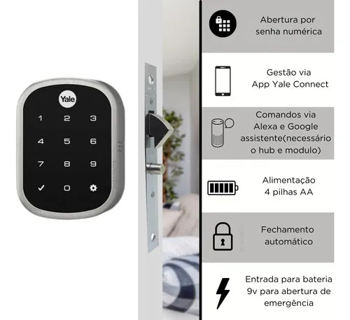 Fechadura Eletronica Yale Yrd256 Bp Para Porta De Correr Prata/preto