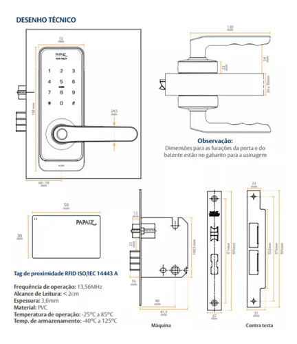 Fechadura Smart Lock Sl205 Papaiz Digital Ip55 Biometria