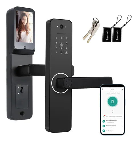 Fechadura Eletrônica Porta Com Câmera Biometria Senha App