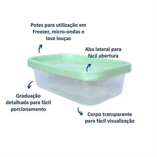 Kit Potes Plasticos 6 Peças Santana 300ml Bpa Free- Promoção