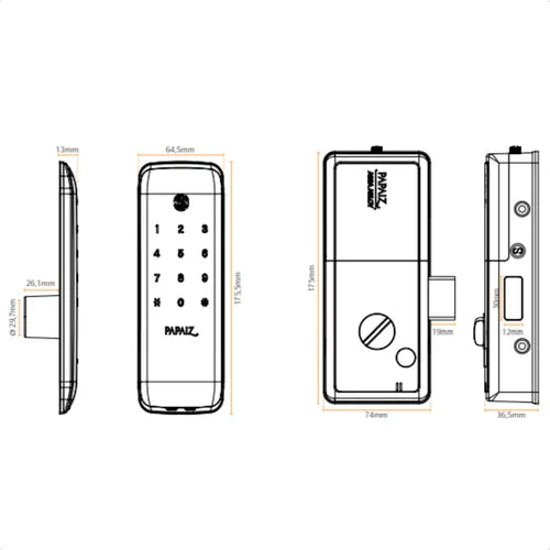 Fechadura  Smart Lock Sl125b Pf Biometrica (vert.) Preta