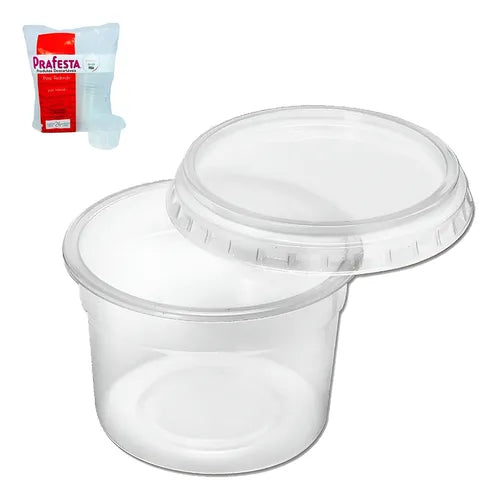 Pote Redondo Descartável 350ml Tampa Microondas Freezer 24un Cor Transparente
