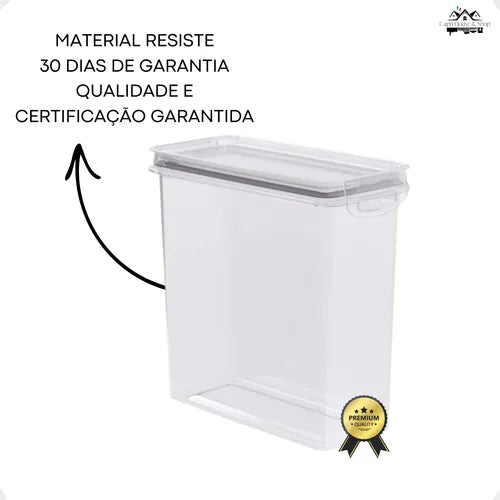 Pote Hermético Plástico Mantimentos Transparente 3 Litros