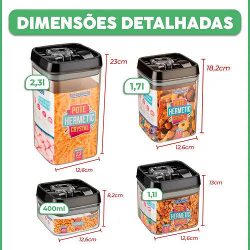 2 Potes Herméticos Organizar Alimentos Cozinha Grandes Luxo