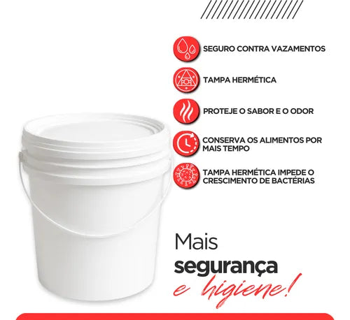 Kit 10 Baldes Plástico Alimentício Tampa Hermética 5 Litros