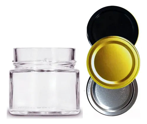 24 Potes De Vidro Pianezza 210ml C/ Tampa Metálica Para Vela Cor Dourado