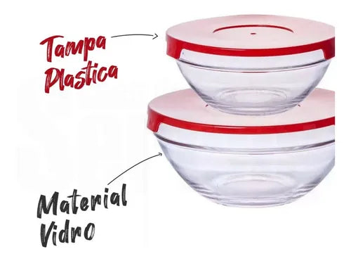 Jogo De Potes Marmita De Vidro 5 Pçs C/tampa Jgpo-007 Cor Transparente