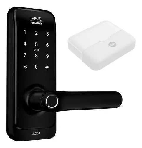 Fechadura Digital Papaiz SL205 Combo Hub Wifi Biometria Aplicativo Alexa